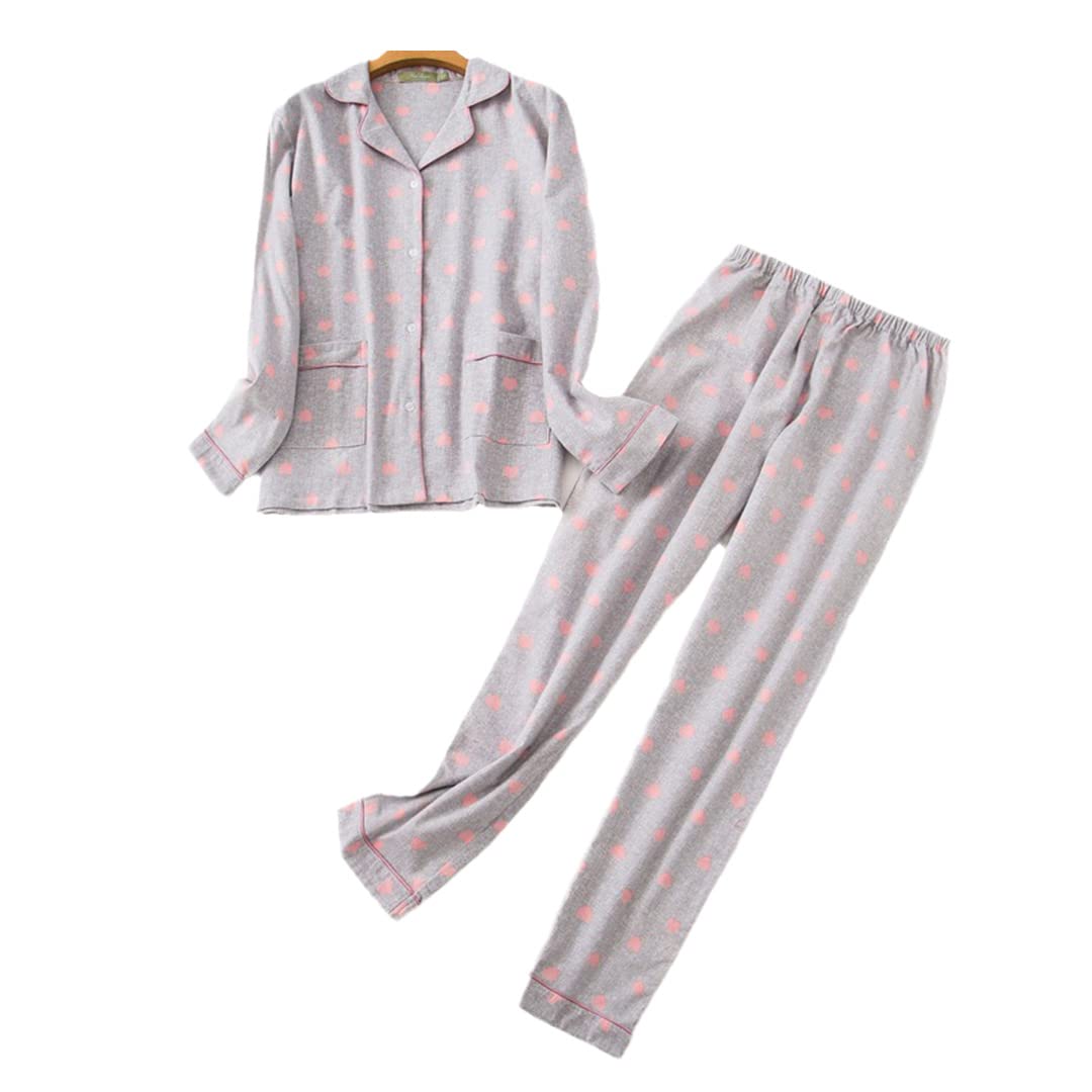 Conjunto de Pijama de Invierno para Mujer, Franela de algodón, Pantalones Largos, Traje para Dormir, 6 M