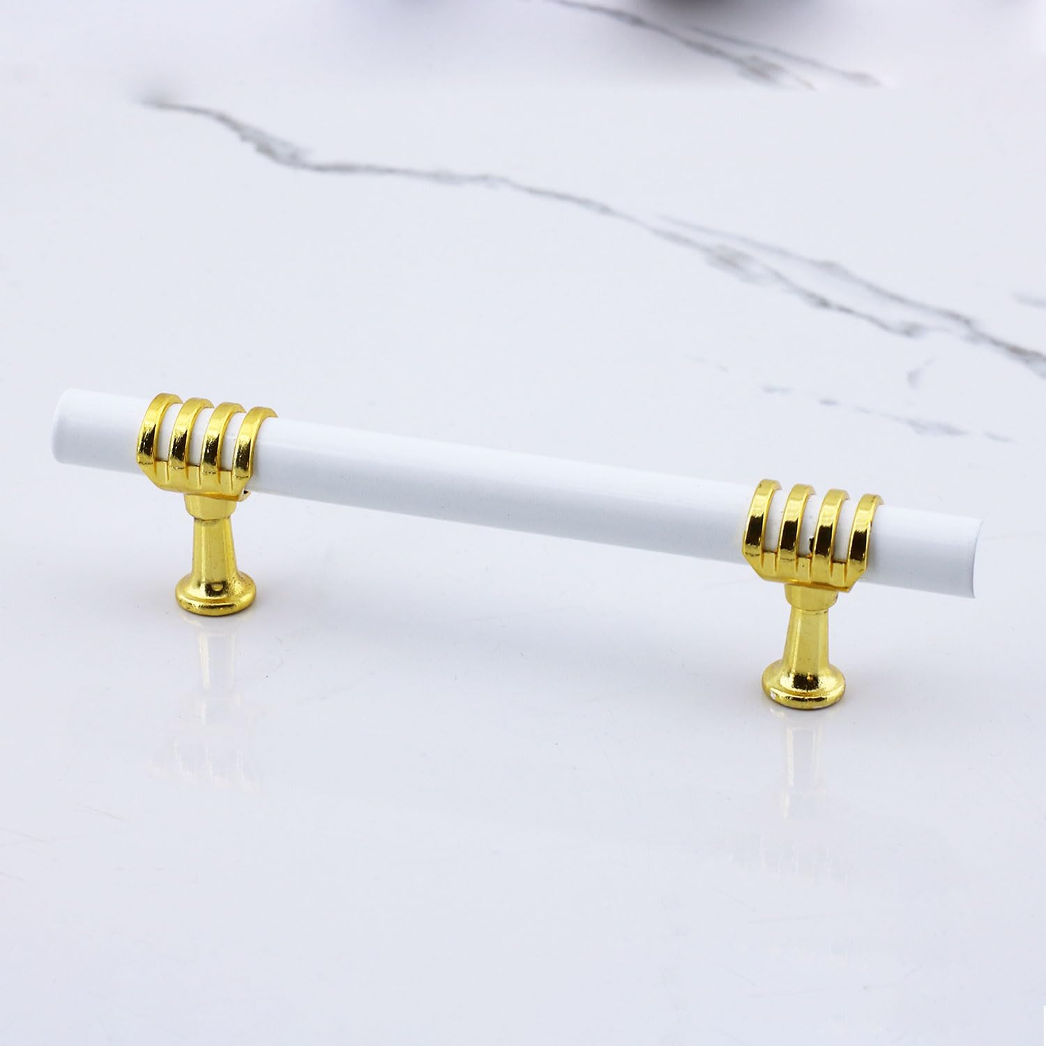 Eylül Mobilya Mutfak Dolabı Çekmece Dolap Kulpları Kapak Kulpu Kulbu Beyaz Altın 96 mm Metal Kulp