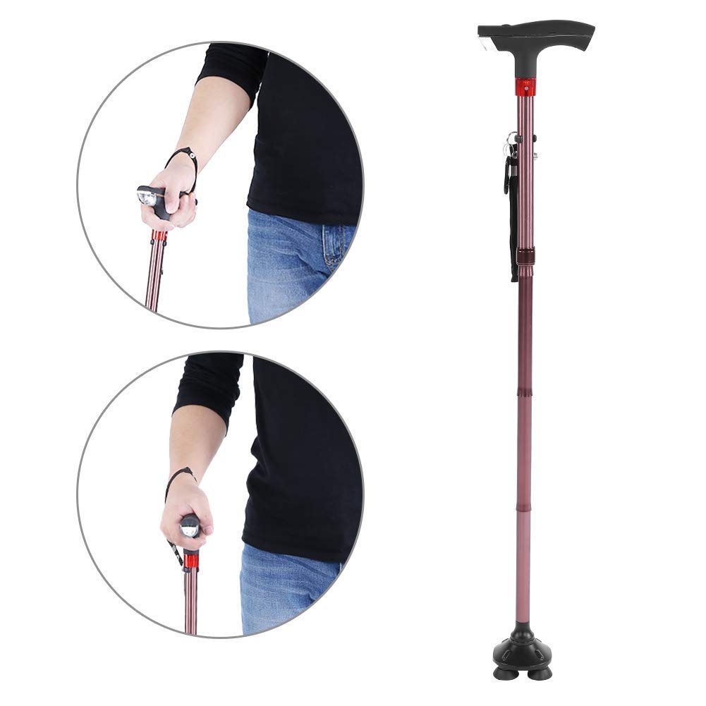 Bastón Plegable de aleación de Aluminio, bastón Plegable para Ancianos, guía para Ciegos, muleta con Alarma de luz LED, bastón Plegable para Caminar Interesting