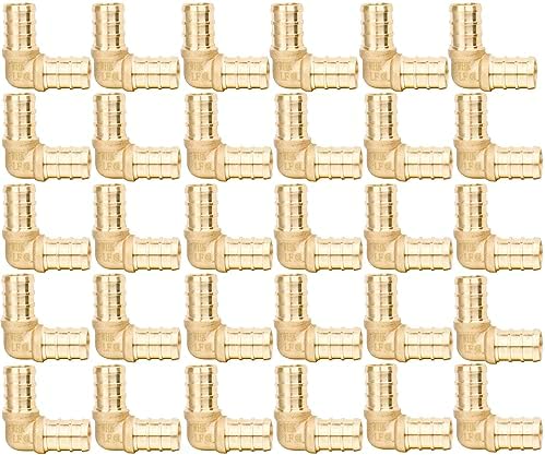 WHK 30 Pack Elbow Pex Fittings 1/2 inch,1/2 Pex Elbow Fittings,Pex Fittings 1/2"Pex 90 Degree Elbow,Pex Fittings Set for Pex Pipe(Lead-Free Brass)