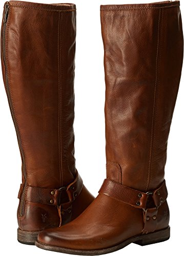 FRYE Women's Phillip Harness Tall Boot: Wide Calf, Cognac Soft Vintage Leather Wide Calf, 6 M US