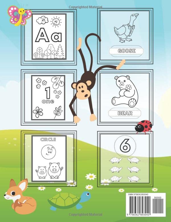 ABC 123 Animals Learn Letters, Numbers And Shapes Coloring Book For Kids: For Toddlers Alphabet Coloring And Learning Activity And Creativity Book Ages 1, 2, 3 image 3