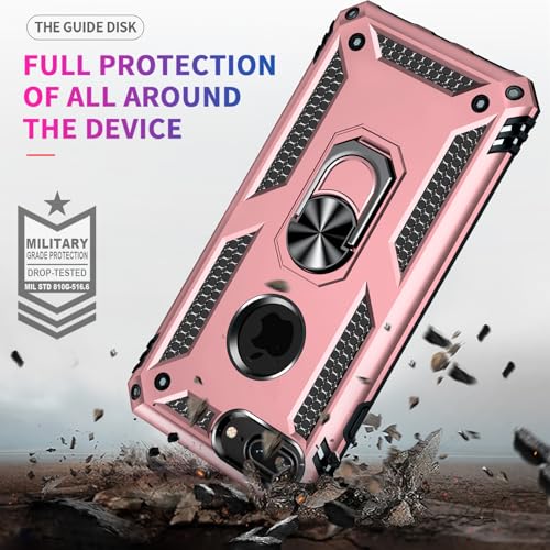Yiakeng iPhone 8 Plus Case: Phone Case with HD Screen Protector - Military Grade Protective Case with Ring (Rose Gold) - image 3