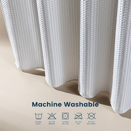 SLEEP ZONE Shower Curtain Liner, Waffle Shower Curtains for Bathroom, Heavy Duty Thick Fabric Shower Curtains - 285GSM Luxury Weighted Polyester Bath Curtain, 72" × 84" (Pure White) - image 5