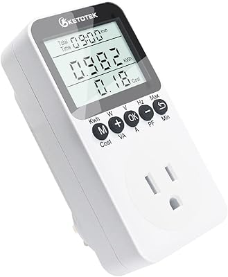 KETOTEK Electricity Usage Monitor Plug Digital Watt Meter Electrical Power Consumption Meter LCD Display Energy Voltage Am...