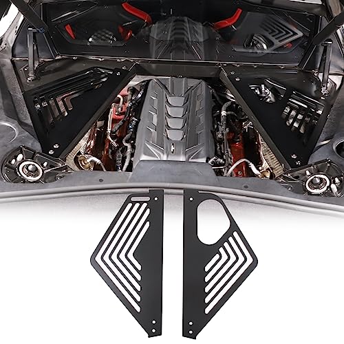 Image of Daeiclru Engine Bay Panel Cover Compatible with Chevrolet Corvette C8 2020-2023, Aluminium Engine Protector Splash Shield, Left Right Engine Case Guards (Black)