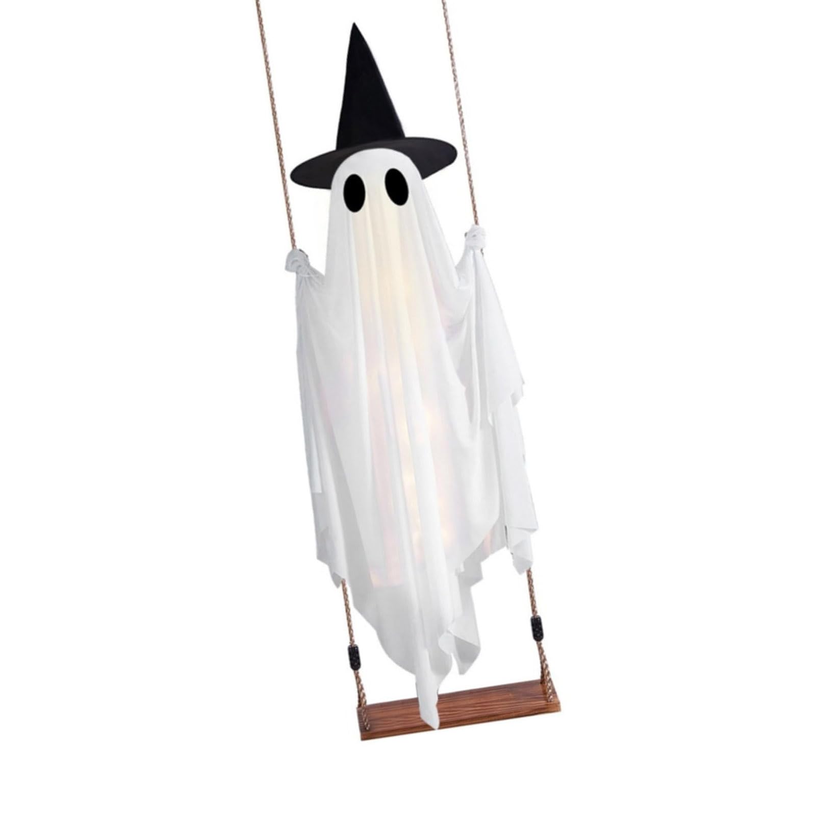 Remote Control Halloween Decor Lighted Suspended Specter Warm White Witch Hat Swing Ornament Porch Yard Entry Display Lighted Specter Porch Decor Suspended Halloween Ornament Remote Control Witch Hat