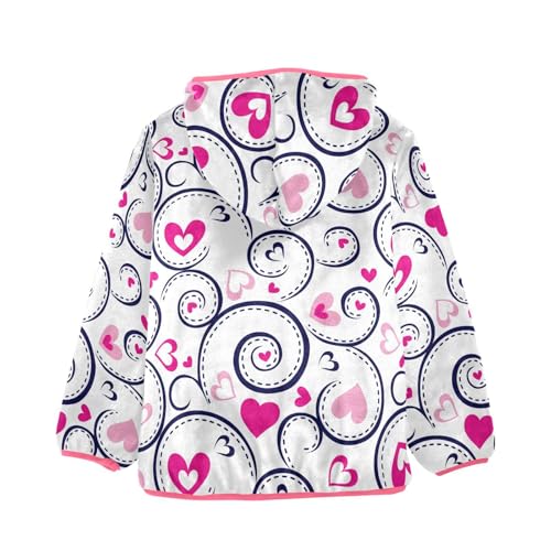 OTVEE Valentine Pink Hearts Spiral Kids Hoodie Jacket Fall Spring Full Zip Warm Outwear Coat2