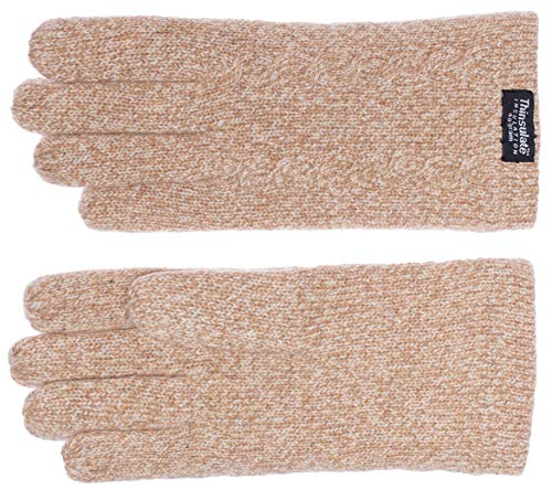 EEM women's knitted gloves, soft wool, 3M Thinsulate thermal lining, cable knit