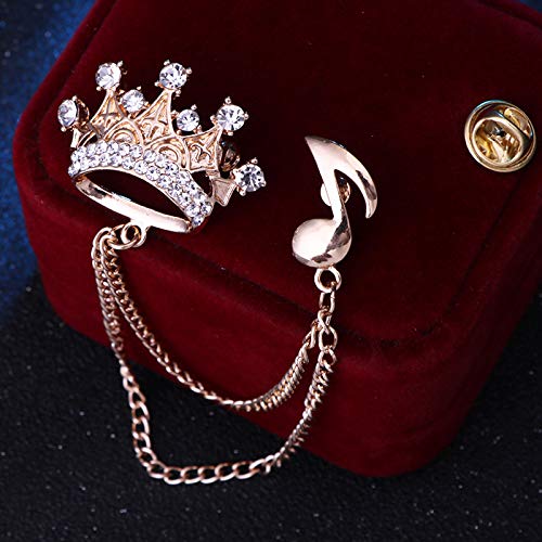 Image of coadipress Crown With Hanging Chain Brooch for Women Men Elegant Gentlemen Gold Silver Crystal Crown Lapel Pin Vintage Rhinestone Wedding Brooch Suit Shirt Pin Accessories