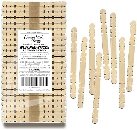 Amazon.com: CraftySticks Birch Wood Craft Sticks, 1000 Pack, 4.5 Inch ...