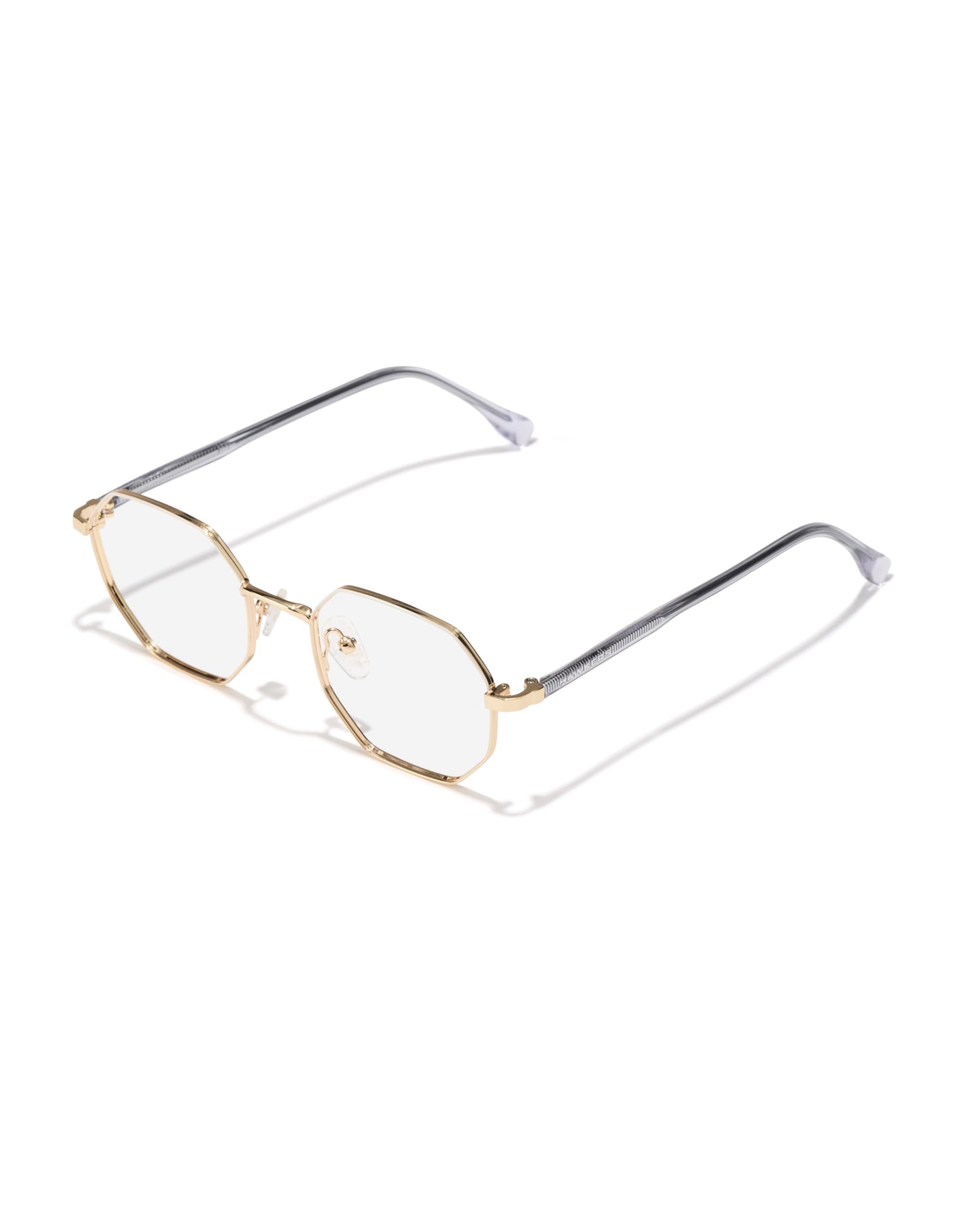 HAWKERS Brille mit Sehstärke für Herren und Damen optional mit Sonnenbrillentönung oder Blaulichtfilter, Sechseckig, gefertigt aus Metall (inklusive Brillenetui)