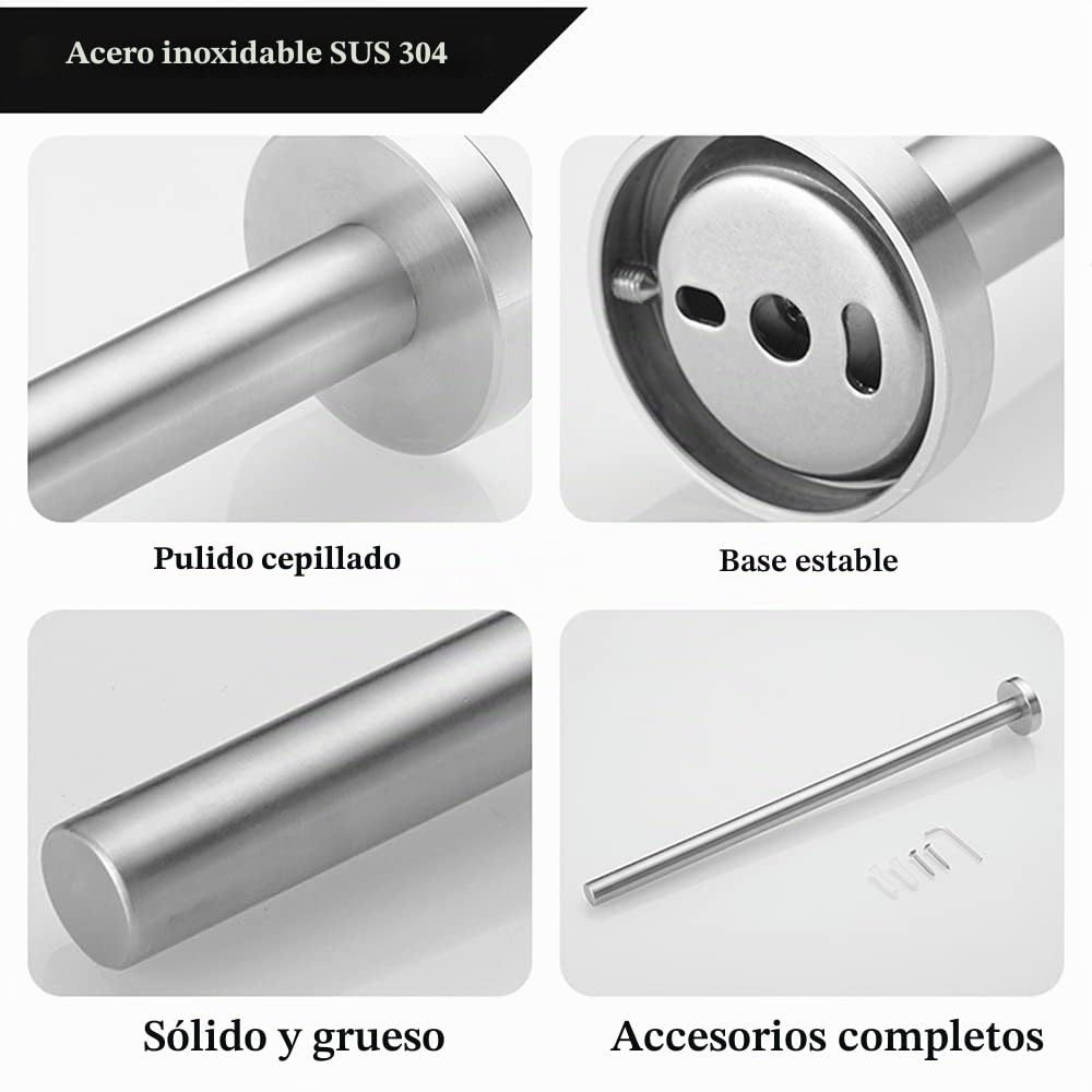 40 cm Toallero de Montaje para Pared - Soporte de Toalla de Acero Inoxidable Sus 304 con Tornillos Barra de Toalla Acabado Cepillado para baños Cocina Inodoro Resistente - Plata, Brazo único