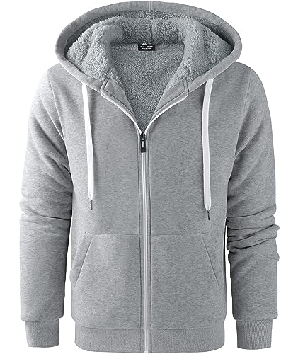 Image of Little Beauty Mens Zip Up Hoodies Fleece Sherpa Lined Winter Thick Jackets