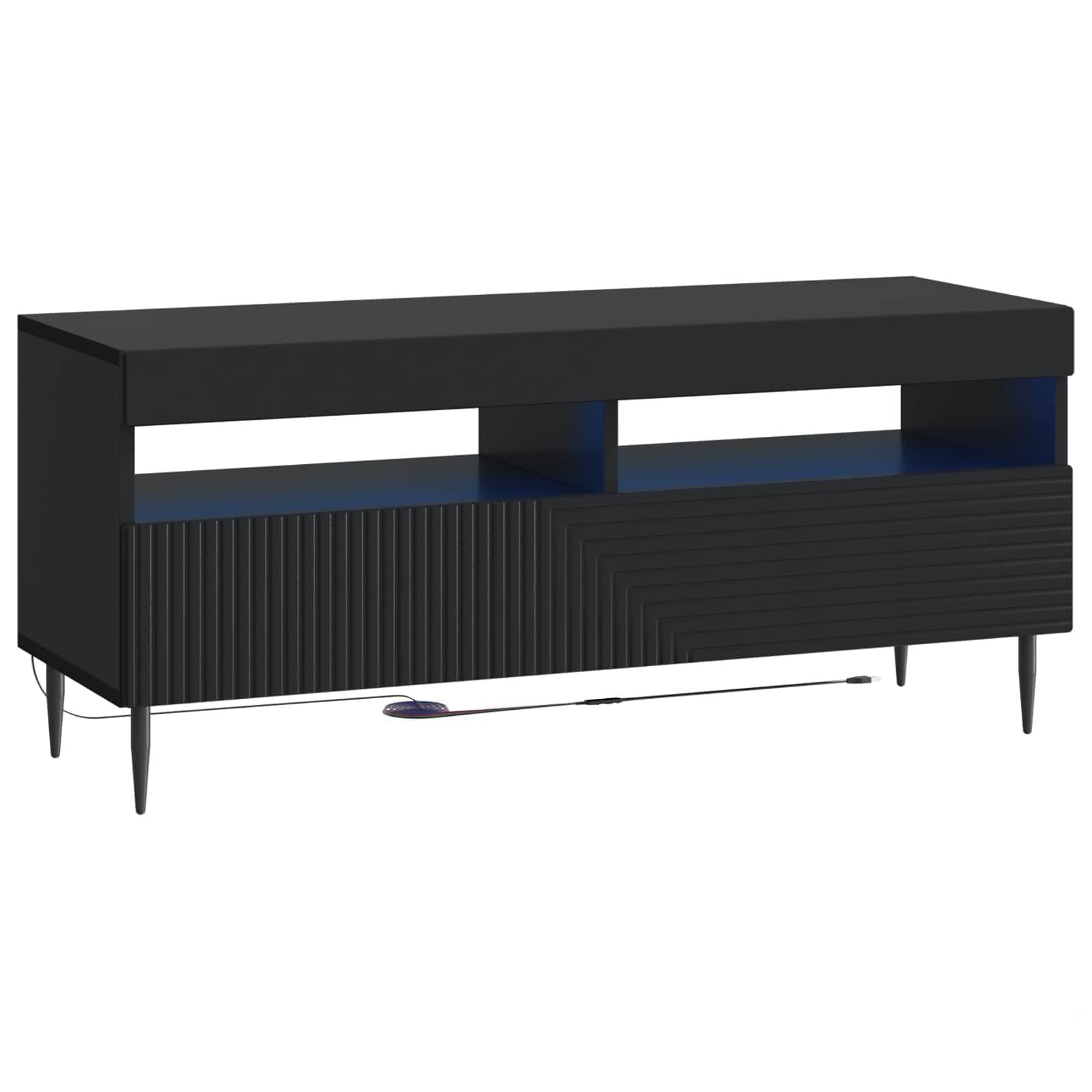 Mueble TV LED Negro Madera Ingeniería