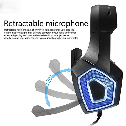 Gaming Headset Xbox One Gaming Headset met 7 kleuren Breathing LED Light, met microfoon LED Light Noise Cancellation Over Ear PS4 headset met ruisonderdrukkende microfoon voor PS4, Xbox One, PC Games,Red - Afbeelding 6