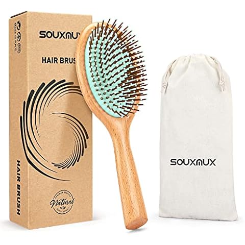 Hair Brush Boar Bristle Oval Hair Brush for Women Men Kids Natural Bamboo Hairbrush for Thick Curly Thin Long Short Wet or Dry Hair Can Massage the Scalp and Adds Shine Cover