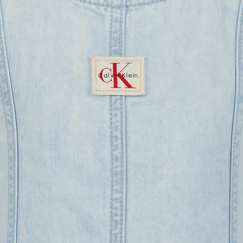 Image of Calvin Klein Girls' Short Sleeve Lightweight Chambray Denim Shirt Dress
