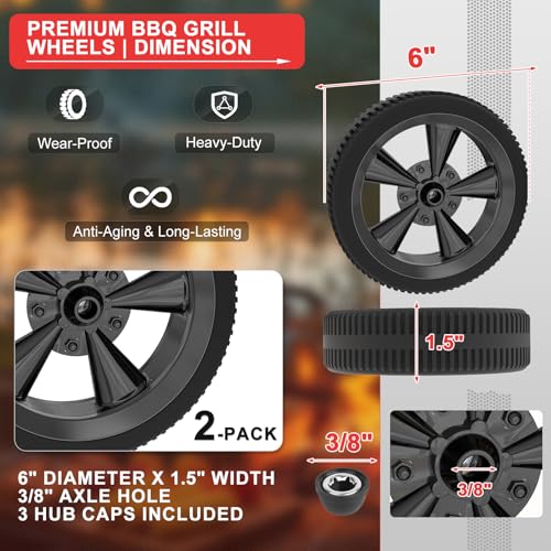 Image of 65930 65931 BBQ Wheels for Weber Kettle 18 /22 Inch Grill Replacement Parts
