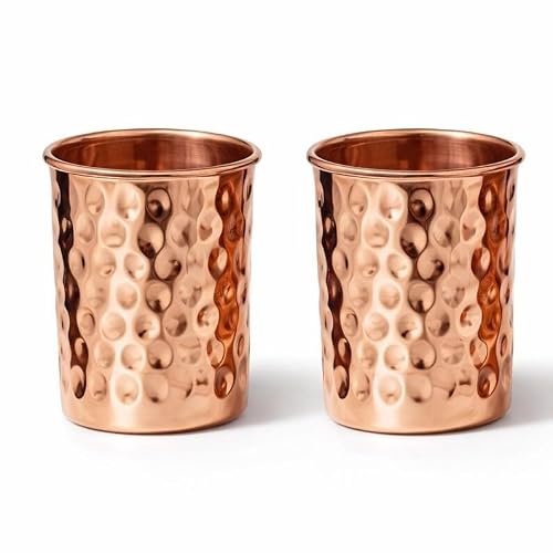 Ellas Touch Copper Glasses Hand Hammered 300ml, Set of 2