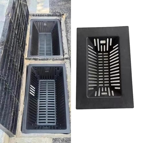 GOCHUSX Catch Basin Drain Filter, Deep Catch Basin Debris Basket, Sewer Grate Outdoor Drain Cover for Yard,Downspout,Lawn,Municipal Pipeline, Easy Clean(Black-3PCS,30x50x15cm)