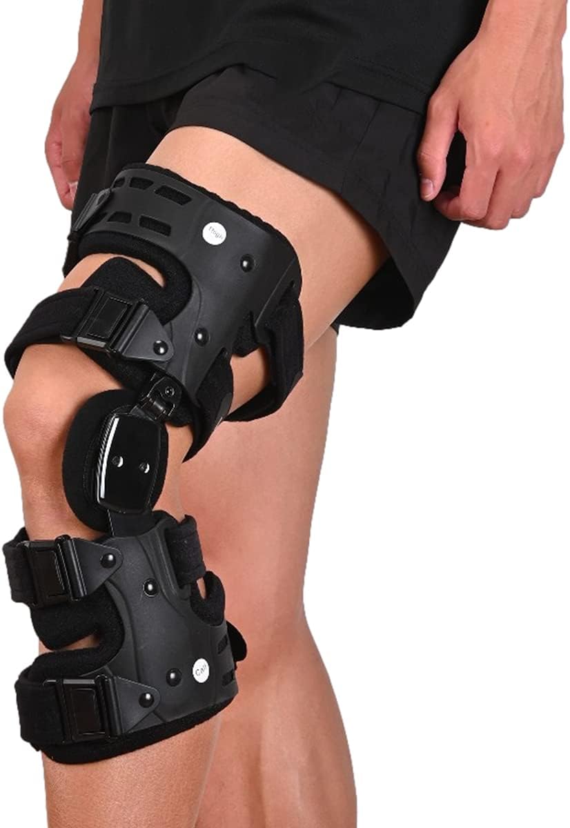 Komzer OA Unloader Knee Brace, Adjustable ROM & Stabilizing Support Used for Unloading Joint Pressure Caused by Bone-on-Bone Osteoarthritis, Capable of Delaying Surgery & Correcting Bow Legs/Valgus (Black, Left)