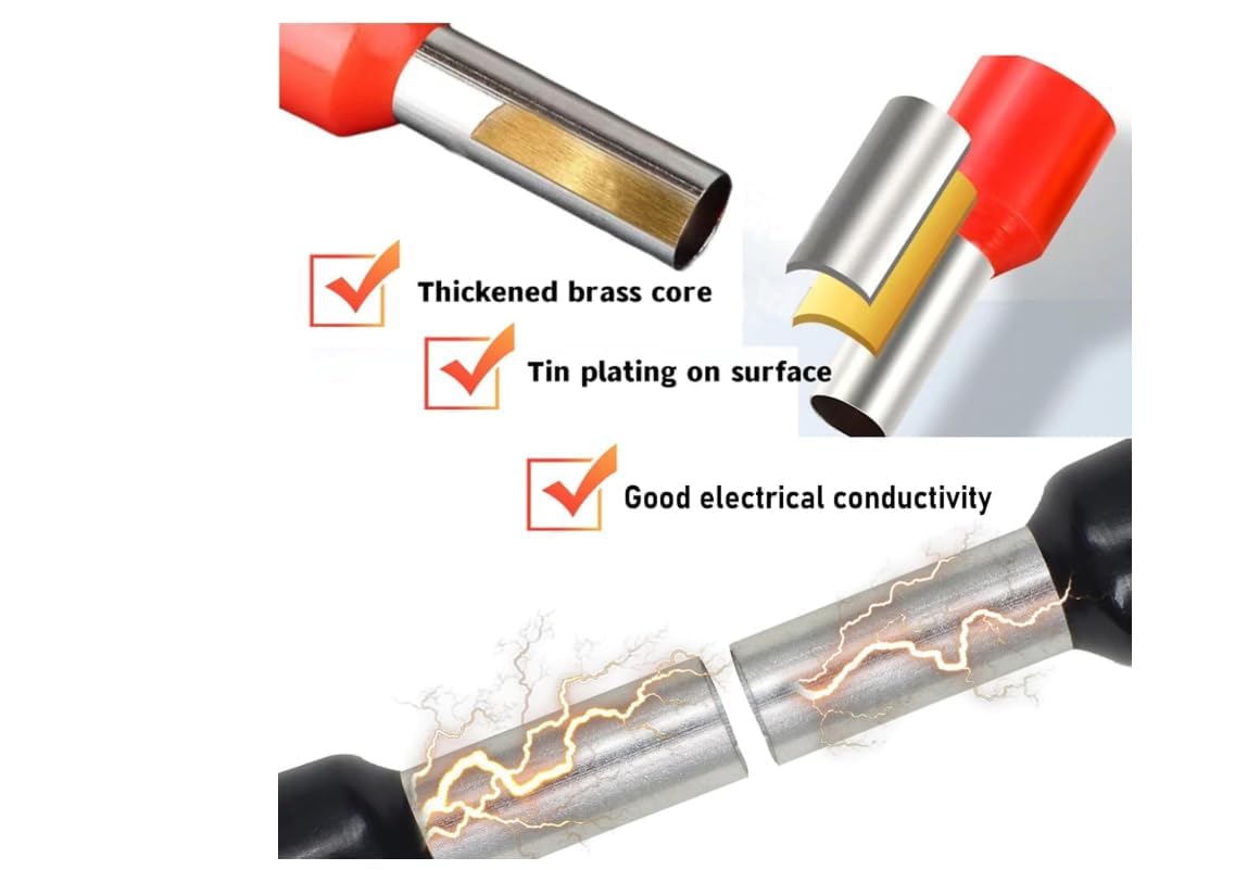 250 PCS Insulated Copper Wire Ferrules Terminal Kit, AWG4/AWG8/AWG10-12 Ferrule Connector Terminals for Home appliances, PLC Control cabinets, new Energy, Electronic, and Communication Equipment