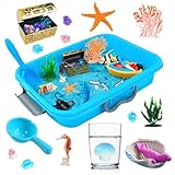 AGENTLAN Ocean Sensory Bin, Ocean Sensory Water Toys with Sea Animal for Toddlers Boys and Girls, Kids Toys Gift Sand Box for Age 3 4 5 6 7 8