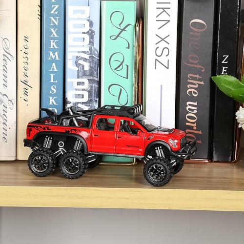 Image of DEUSON ECOM Exclusive Alloy Metal Die Cast Car Pull Back 1:24 Raptor F150 Diecast Metal Pullback Toy Car With Openable Doors, Light Music Boys Gifts Toys For Kids, Multicolor