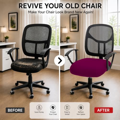 Image of DIVA EN CAMINO DEC Stretchable Desk Office Chair Seat Cushion Covers - Universal Spandex Computer Chair Slipcover - Removable Washable Cushion Protectors for Dogs, Cats, Pets