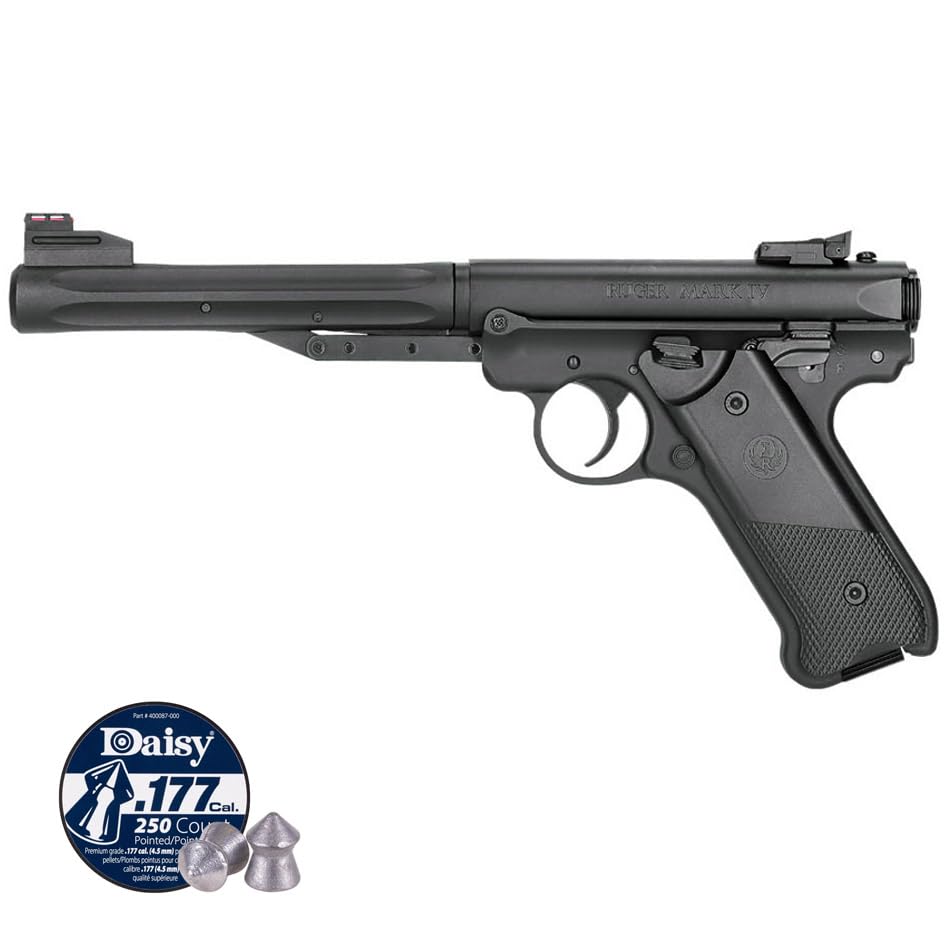 Pistola Ruger Mark IV Negra Muelle (4,5mm) | Pistola de Aire comprimido Calibre 4,5mm + Caja de balines. Pistola de Muelle