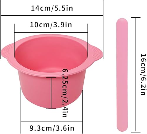 Miniatura 5 de Cuenco de cera de silicona antiadherente para depilación con espátula de cera (rosa)