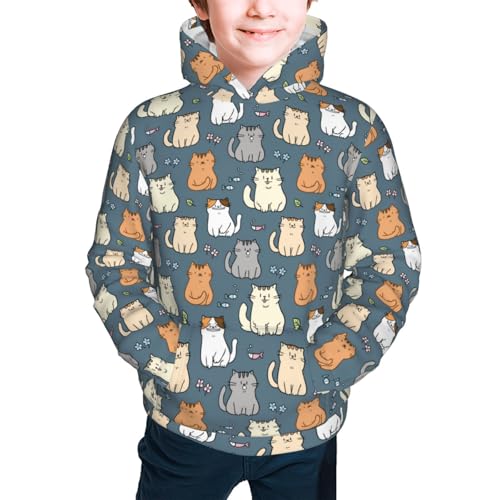 Cute Cartoon Cat Kid Hoodies Boys Sweatshirts Girls Pullover with Pocket3
