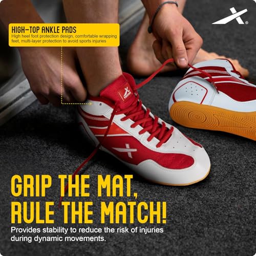 Image of Vector X Razor-2.0 Kabaddi Shoes for Mens, Boys & Girls /Sports and Athletic Footwear with Synthetic Leather with Breathable Mesh Upper /Crepe Rubber Sole (Red-White)