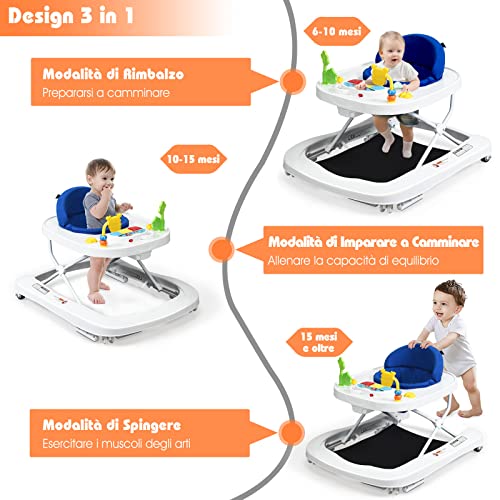 GOPLUS Girello Bambini Pieghevole, con Vassoio, 2