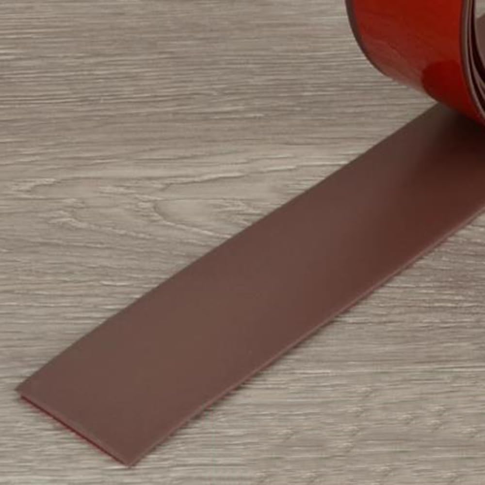 Psmpengamz Coffee Floor Transition Strip 2In, Flexible Threshold Strip Self Adhesive, Vinyl Mute Transition Strips Gap Covering, Floor Edging Flat Trim Strips(,3M)