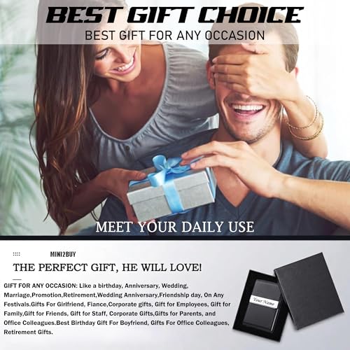 Image of Mini2buy Customized Unisex Vertical Card Holder Name Engraved for Credit|Debit|ATM|Business Visiting RFID Blocking Stainless Steel (1 x 10 x 6 cm) Personal Corporate Gift (S-Plan Black)