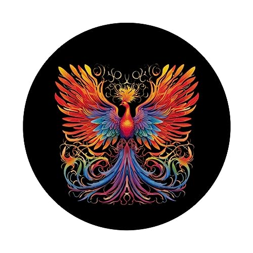Phoenix Fire Inspirational Fantasy PopSockets Swappable PopGrip, Black - Image 3
