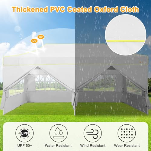 Image of HOTEEL 10x20 Heavy Duty Pop Up Canopy Tent with Sidewalls, Commercial Outdoor Canopy Tents for Parties Event Wedding with Roller Bag, Waterproof & UV 50+, Upgraded Thickened Hexagonal Legs, White