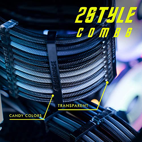 Image of AsiaHorse Upgraded 16AWG PSU Cable Extension Sleeved Custom Mod GPU PC Power Supply Soft Braided Cables with Two Color Comb Kit 24P /8P to 6+2P /8P to 4+4P 30CM