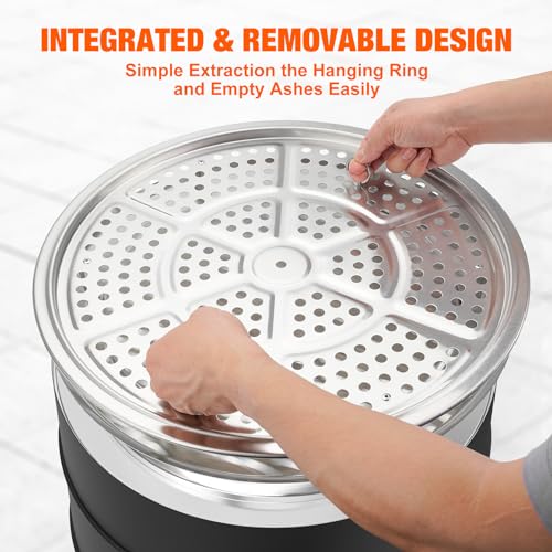 50cm Rauchfreie Feuerstelle, Feuerschale mit Abnehmbarer Aschekasten, wasserdichte Aufbewahrungstasche, Edelstahl, Outdoor Feuerstellen für Garten, Holzverbrennung und Pellets, Schwarz – Bild 4