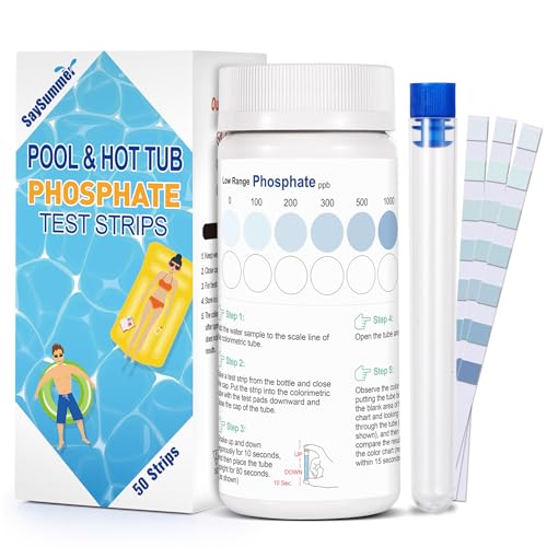 Phosphate Test Kit for Pool Hot-Tub: 50 Counts Water Phosphate Test Strips for Swimming Pool - Pool...