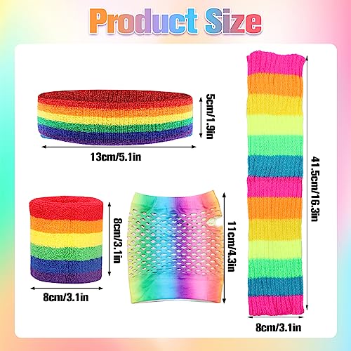 SPOKKI Leg Warmers Fishnet Gloves Headband Wristbands Neon Set, 80s Women Fancy Dress Costume Accessories - Image 2