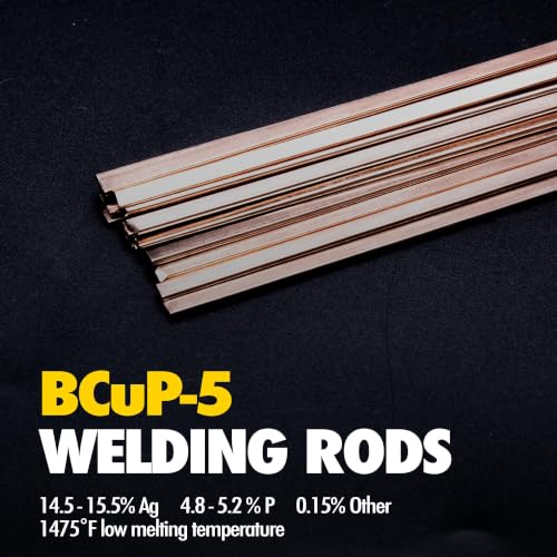 Image of 20 Sticks Brazing Rods Bcup-5 15% Silver Solder Phos Copper Brazing Alloys Flat Welding Rods Industry 0.050 inch x 1 /8 inch x 14 inch for Air Conditioning Refrigerator Cold Storage HVAC Units