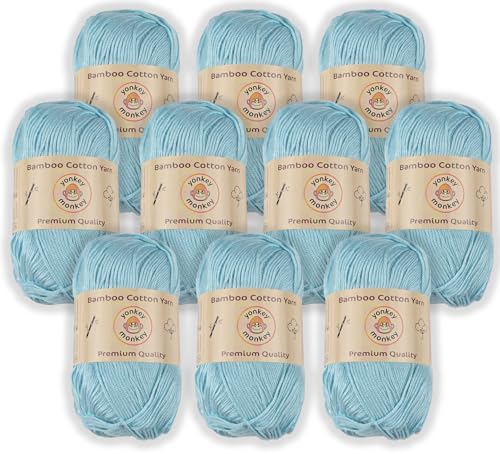 Image of 10-Pack of Yonkey Monkey 500 Grams Yarn - 70% Rayon derived from Bamboo, 30% Cotton - Imported - Shallow Lake 9018