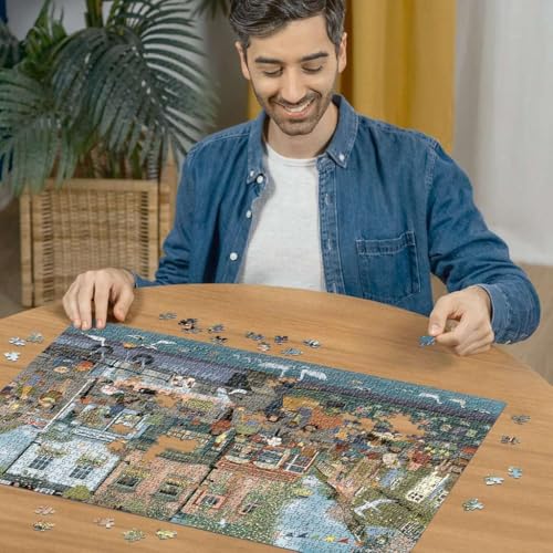 Rompecabezas Ravensburger - Riverside Town, 1000 piezas - Pueblo ribereño pintoresco - Escena vibrante y rústica de antaño - Enmarcable - Calidad premium miniatura 3