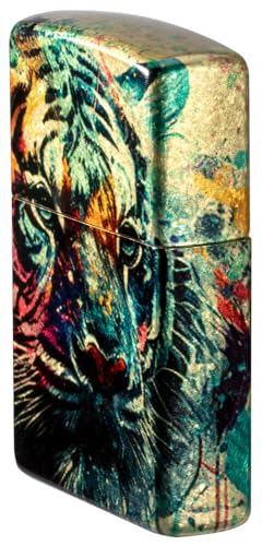 Encendedor Zippo Painted Tiger Diseño Latón Mate miniatura 3