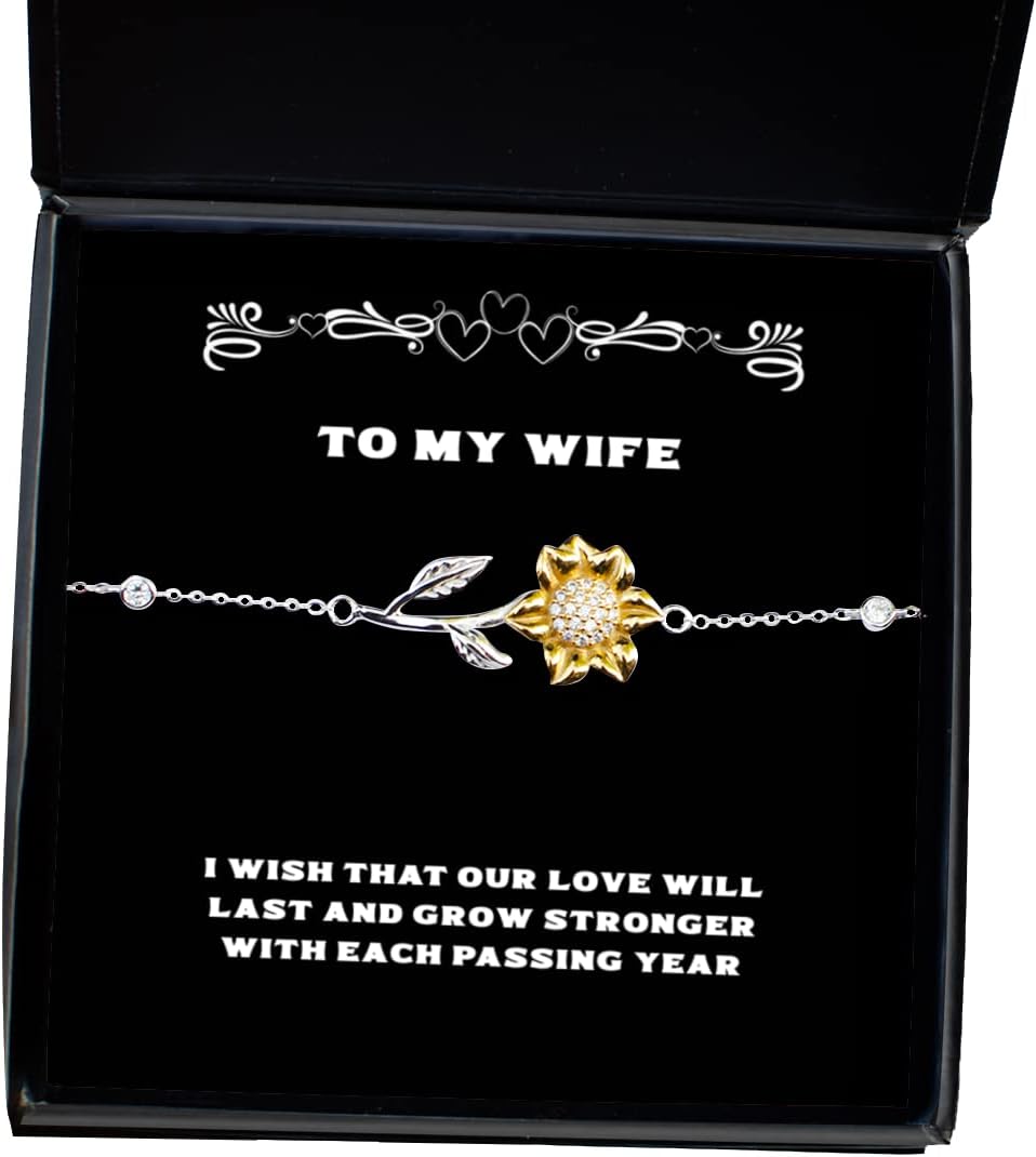 Best Wife, I Wish That Our Love Will Last and Grow Stronger with Each Passing, Inspire Sunflower Bracelet for Wife from Husband