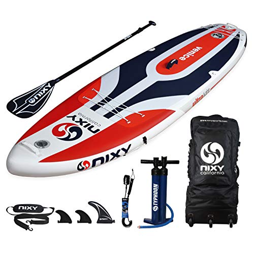 NIXY Tabla de Paddle Surf Hinchable para Principiantes. Tabla Ultra Ligera, 3 Metros 2 centimetros. Elaborada con tecnología Avanzada de Fusion de Capas Dropstitch (Rojo y Blanco)