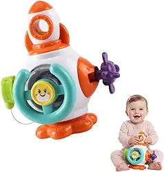 Brinquedo Interativo Foguete Submarino para Bebê (6+ Meses) - Volante Giratório, Desenvolvimento Sensorial e Motor - Presente Educativo para Meninos e Meninas